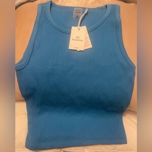 Aritzia Sunday Best Blue Ribbed Top